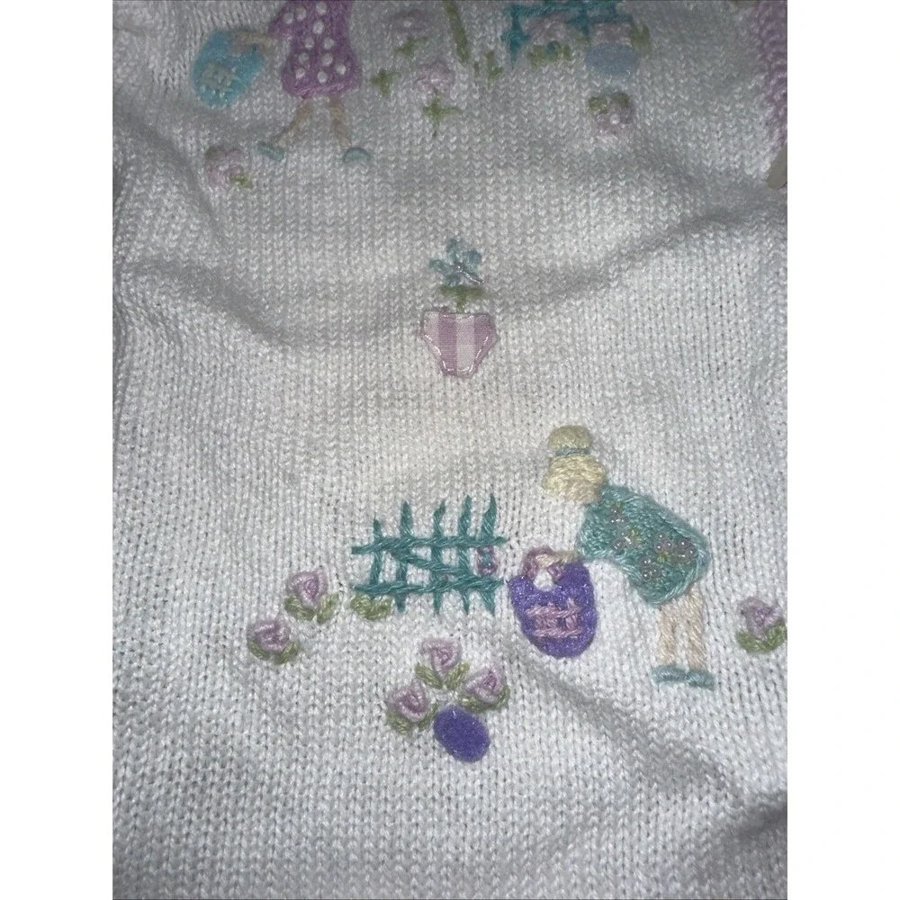 Vintage Hartstrings cardigan 3T   pastel floral and Easter Egg Hunt embroidery